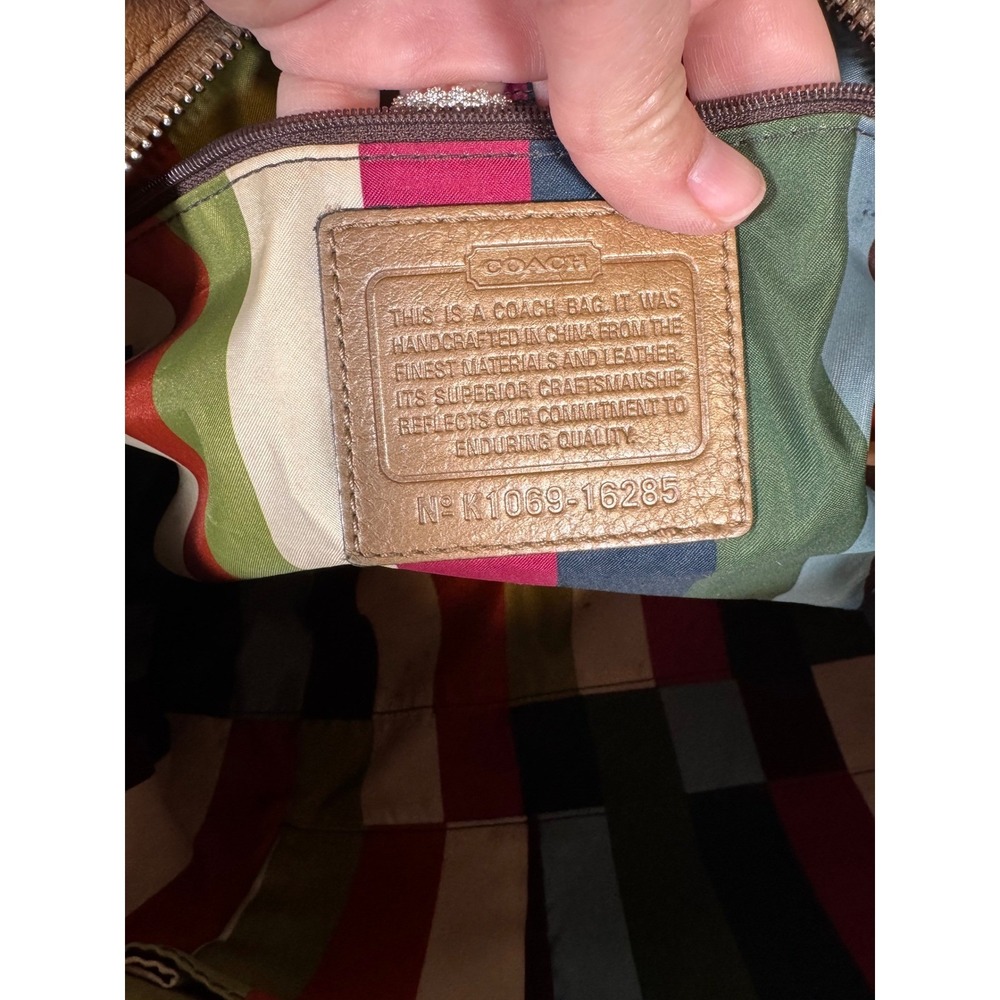 Coach Poppy Leather Rocker Satchel Legacy Lining Metallic Tan Leather 16285 - Picture 8 of 8